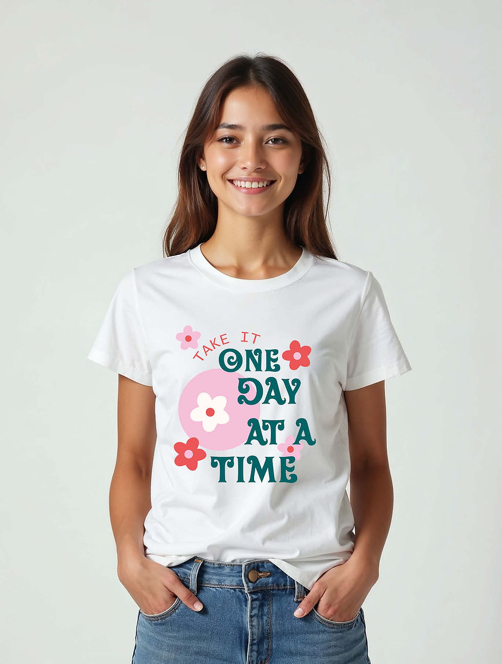 Thumbnail: take it one day at a time Classic Women’s Printed Graphic T-Shirt – Best Price
