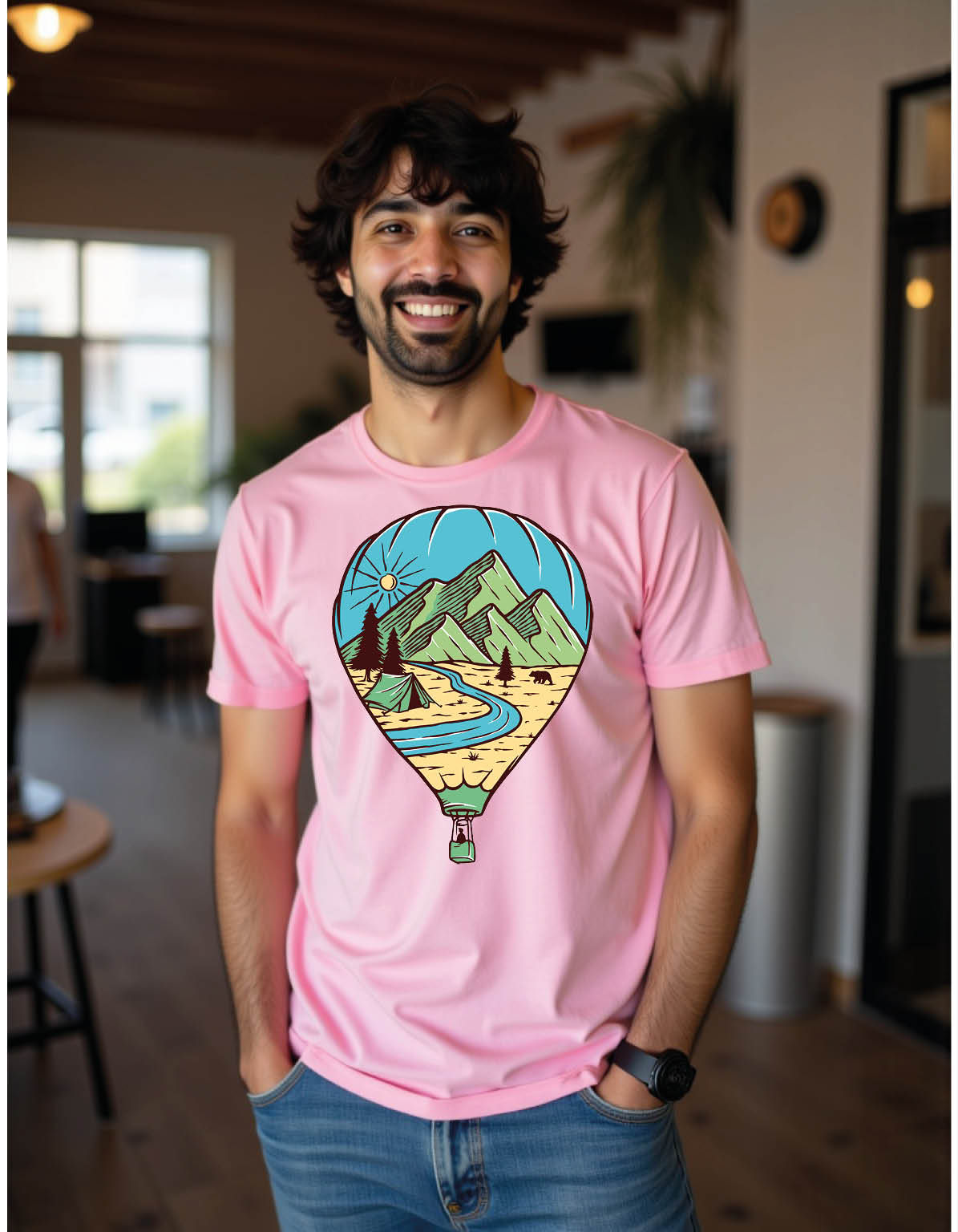 air balloon travel mens printed graphic t shirt