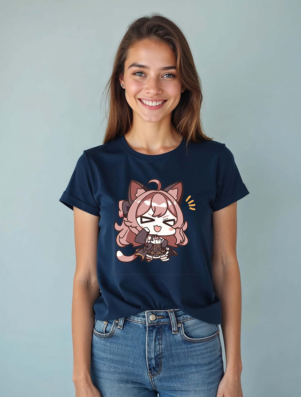 Thumbnail: Excited Chibi Neko Girl Classic Women’s Streetwear T-Shirt – Shop Now