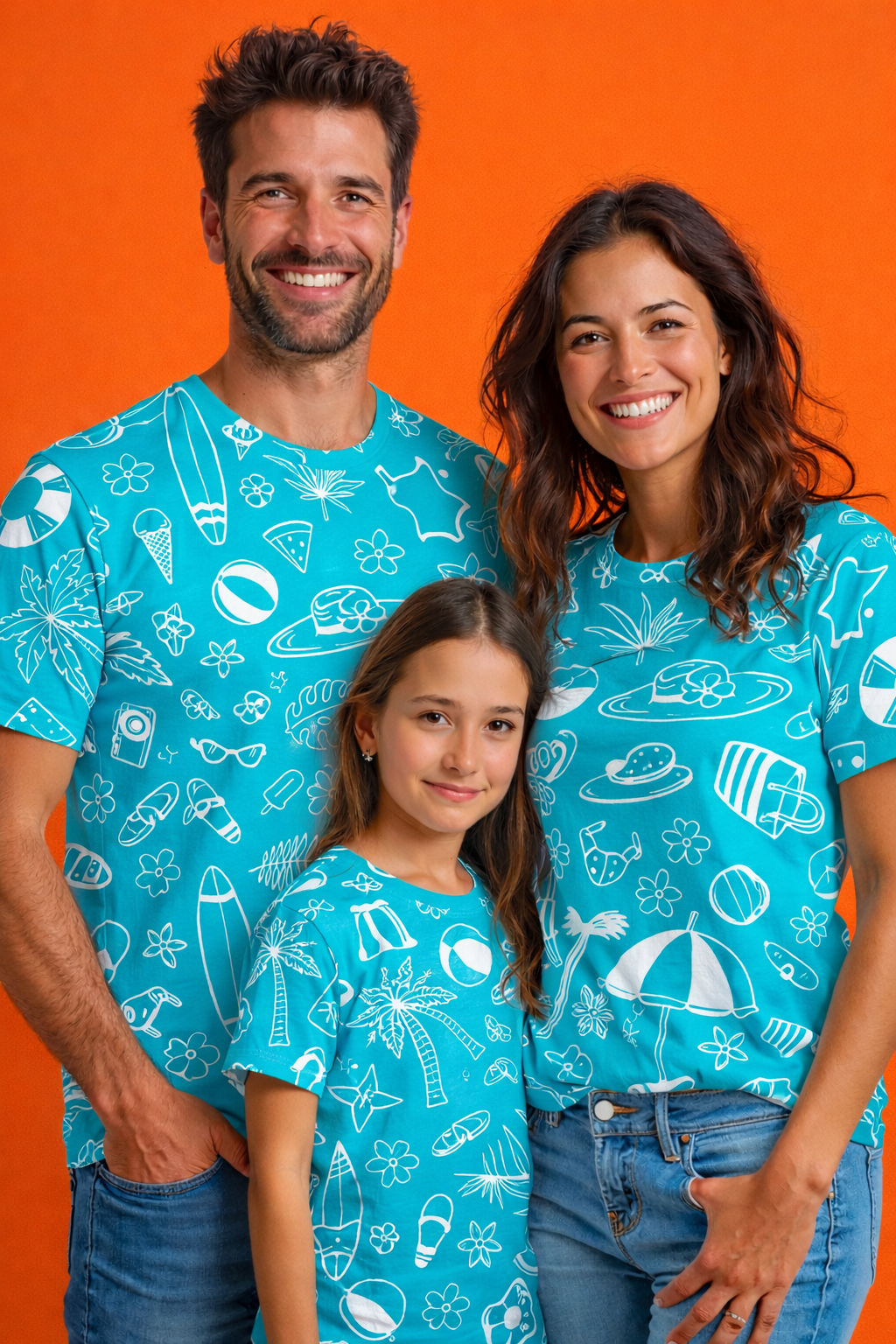 family matching summer printed T-shirts pack of 3