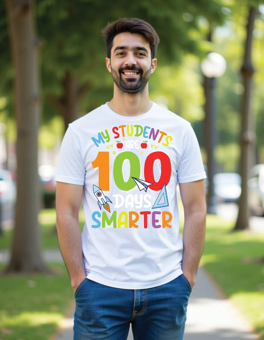 Thumbnail: my students are 100 days smarter 100th day school mens printed graphic t shirt