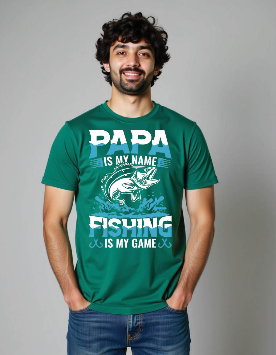 Thumbnail: papa is my name fishing is my game fishing mens printed graphic t shirt