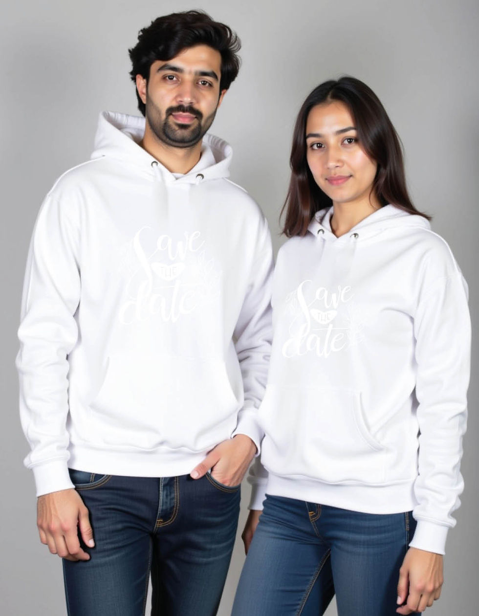 Thumbnail: save the date Streetwear Printed Graphic Couple Hoodies