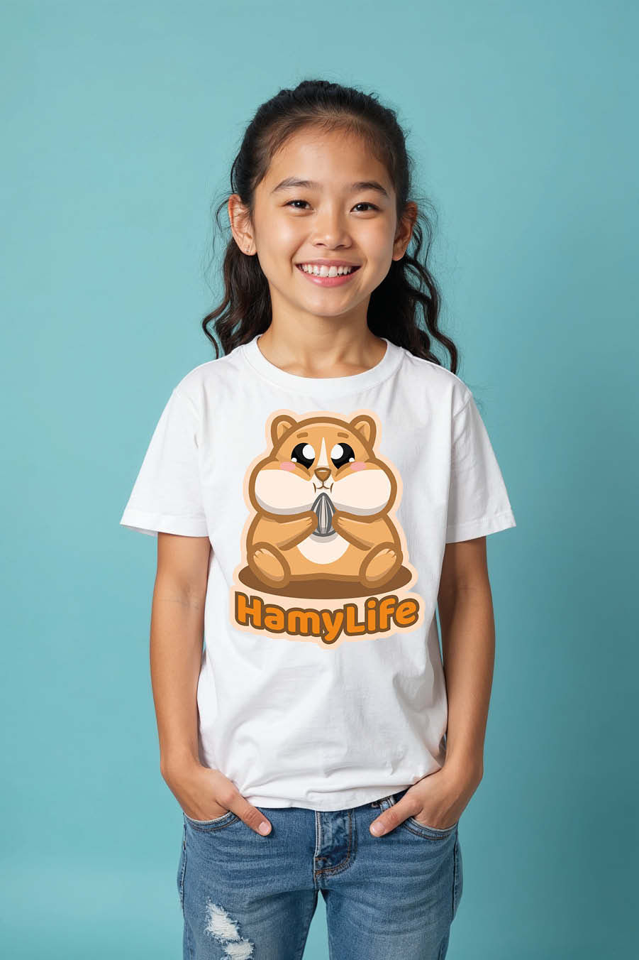 Thumbnail: Hamy life Colorful Typography Print T-Shirt for Kids – Cartoon Print Design