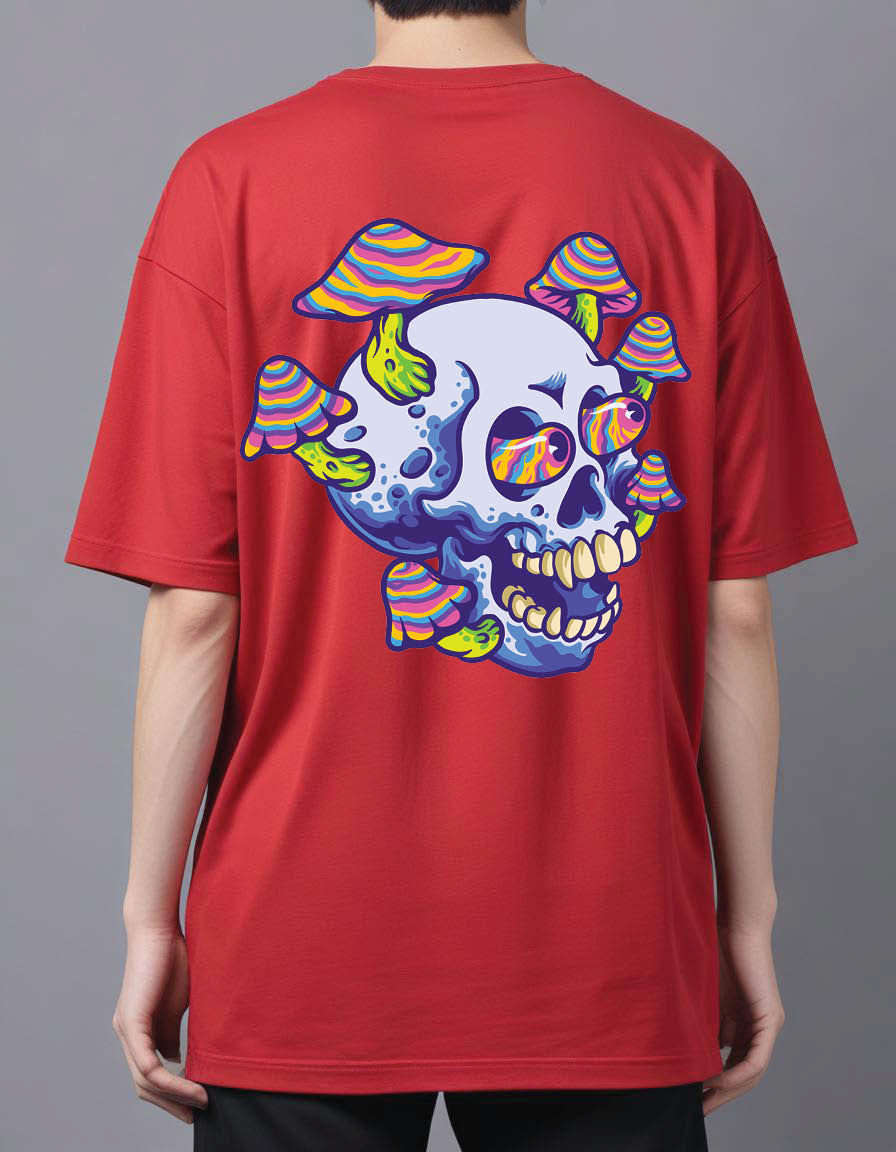 Thumbnail: magic mushroom skull mens Oversized Printed t shirt