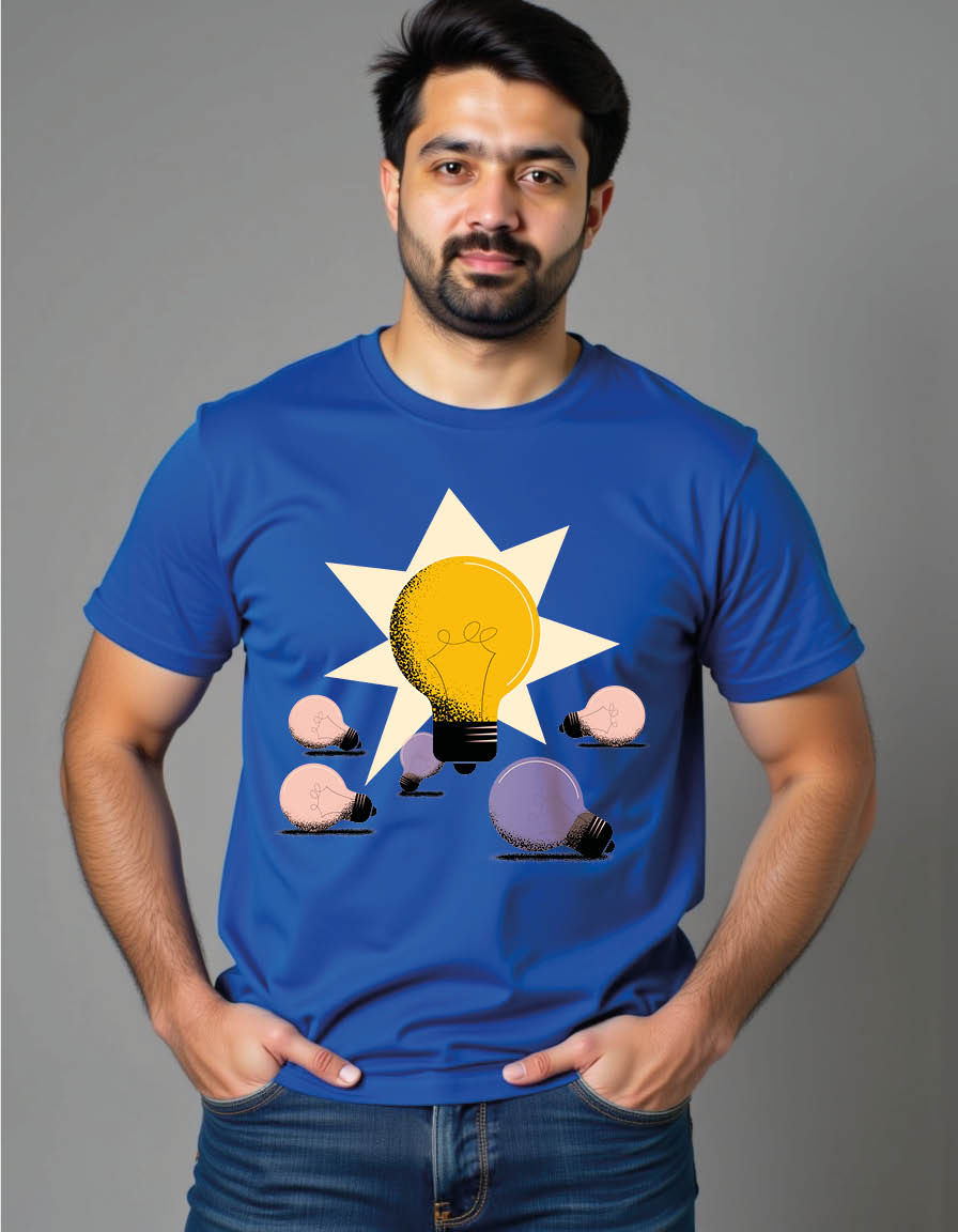 Thumbnail: good idea working idea concept with big glowing mens printed graphic t shirts
