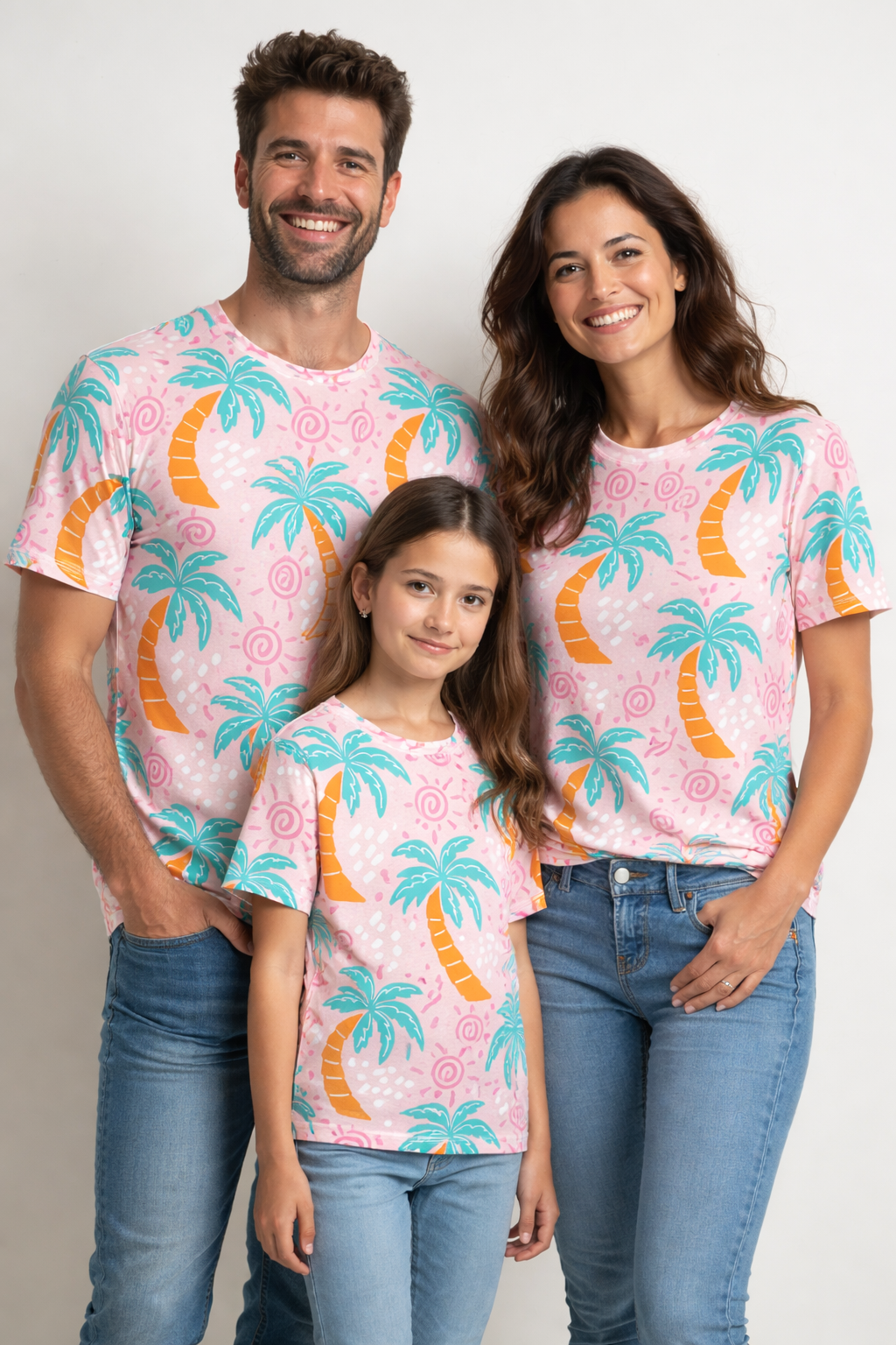 Family matching tropical printed tshirts pack of 3