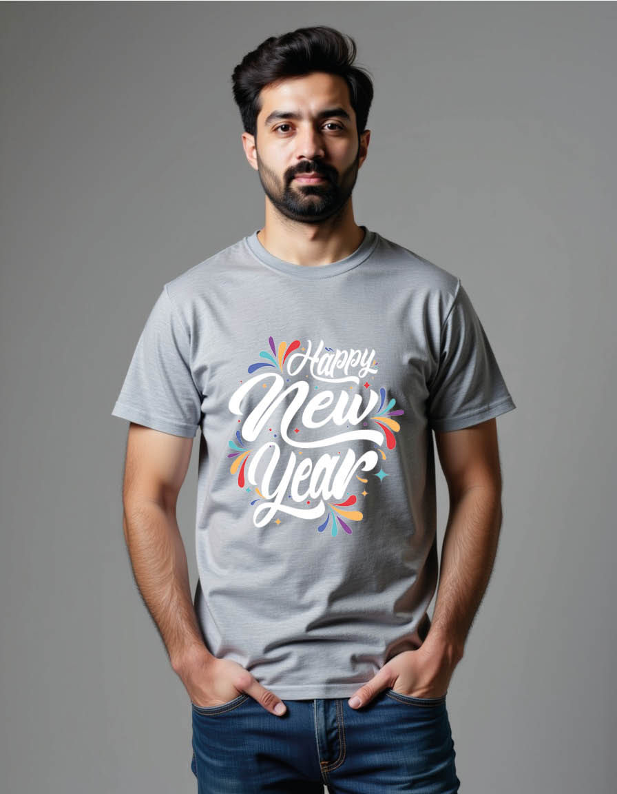 Thumbnail: Happy new year Unisex printed graphic t shirt
