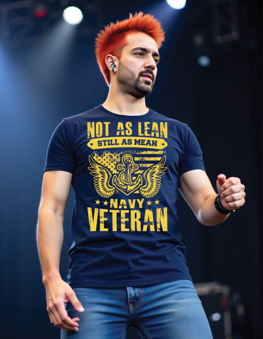 Thumbnail: as lean still as mean navy veteran american mens printed graphic t shirt
