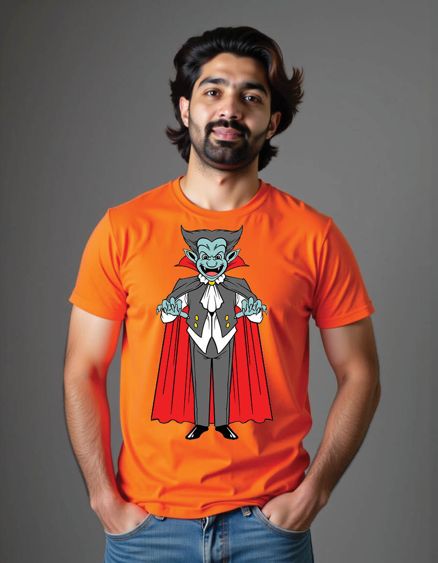 Thumbnail: full body dracula cartoon character mens printed graphic t shirt