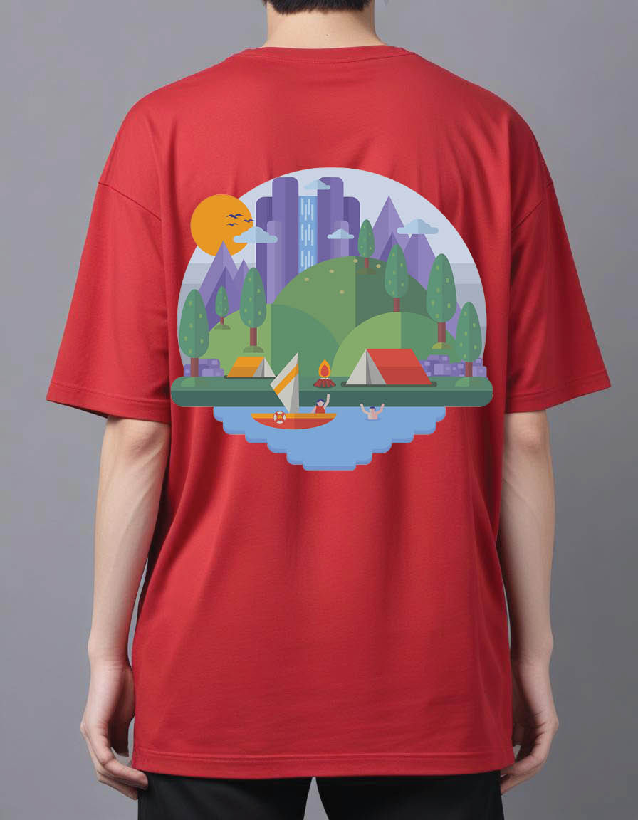 Thumbnail: camping flat Mens Oversized Printed T shirt