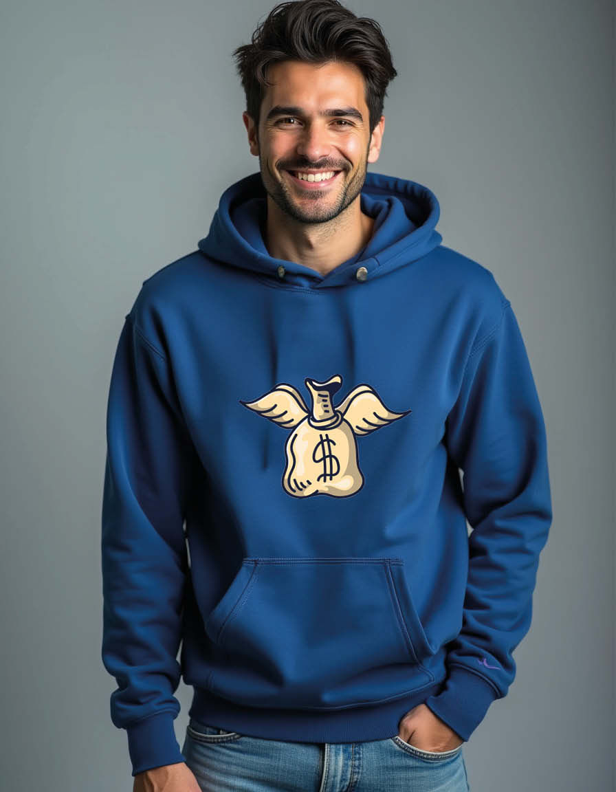Thumbnail: Winged Money Bag Illustration Classic Unisex Printed Graphic Hoodies