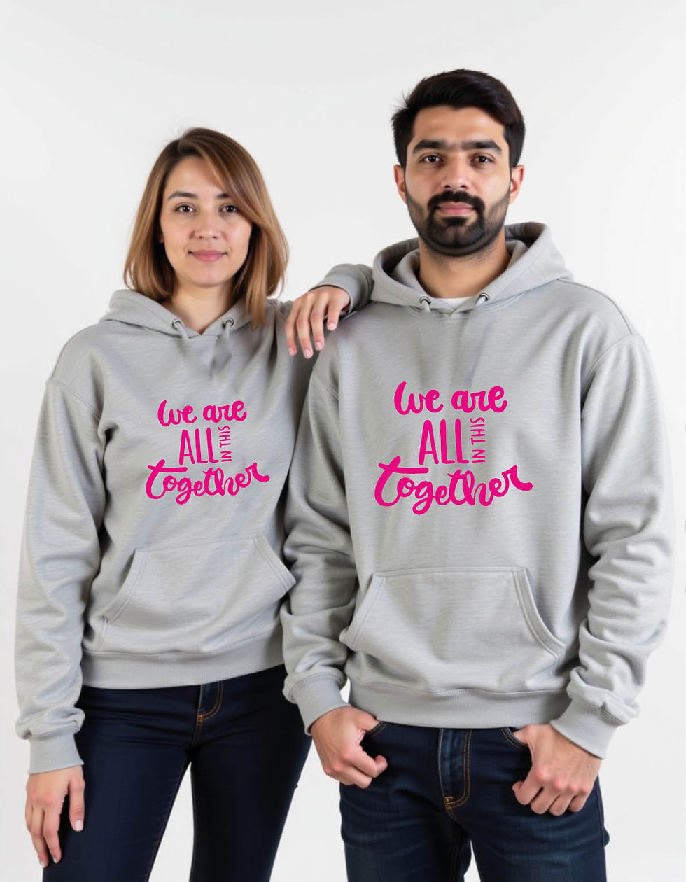 Thumbnail: we are all in this together Streetwear Printed Graphic Couple Hoodies