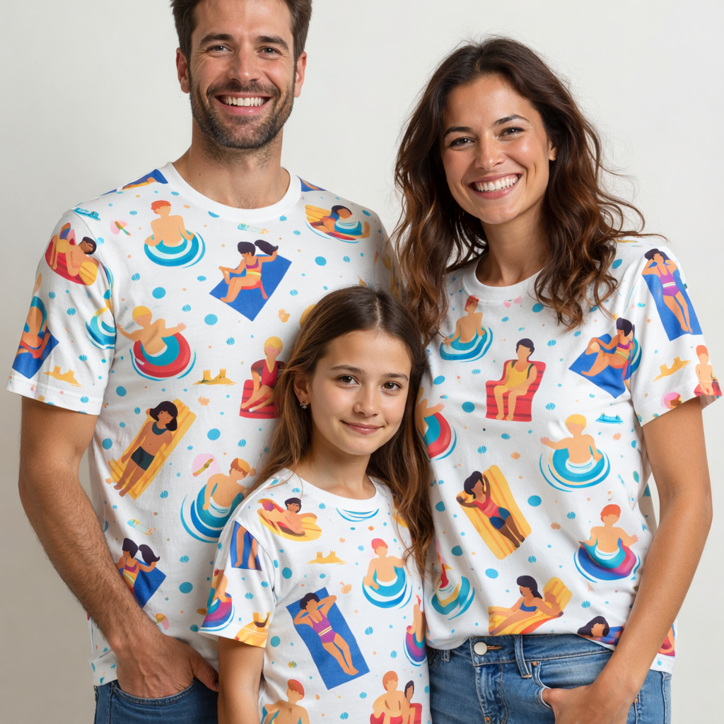 beach themed attire family matching printed tshirts