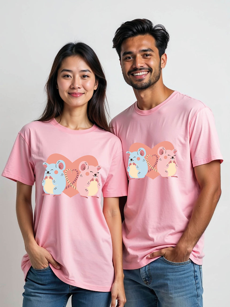 Thumbnail: Cute Cartoon Couple Matching Tee Lovers Edition – Best Price
