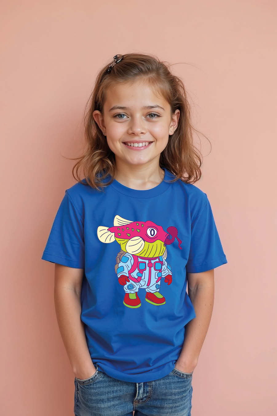 Thumbnail: Deep Sea Diver Fish Cute Kids Graphic Tee – Drawing Print Design for Boys & Girl