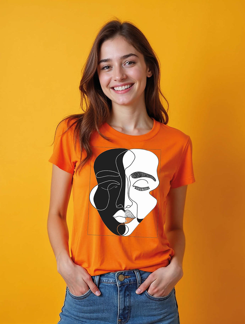 Thumbnail: Yin and Yang Face Modern Women’s Printed Graphic Streetwear T-Shirt – Shop Now