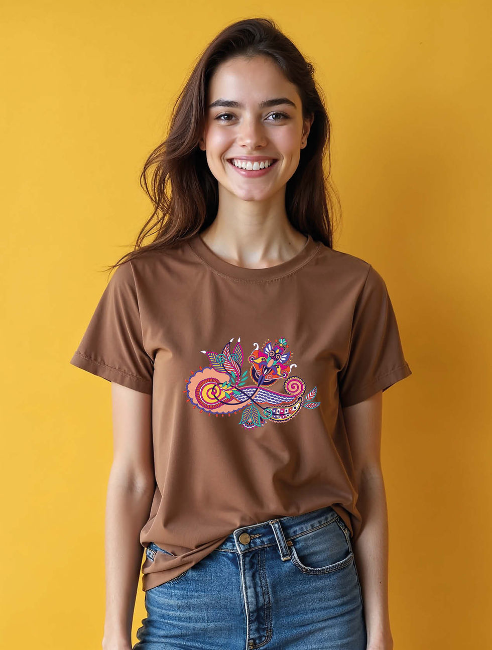 Thumbnail: Bohemian Paisley Swirl Trendy Women’s Printed Graphic Streetwear T-Shirt