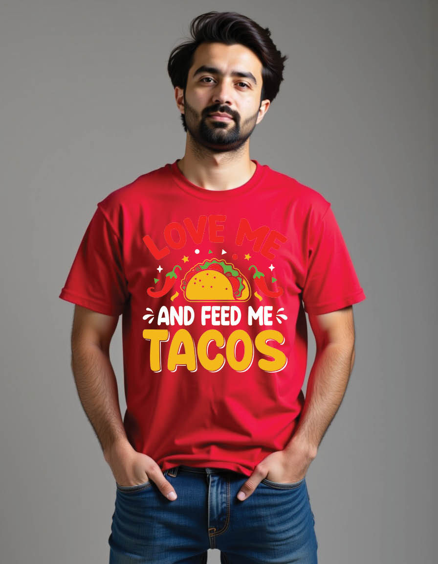 Thumbnail: love me feed me tacos cinco de mayo mens printed graphic t shirt