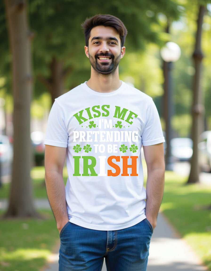 Thumbnail: kiss me i m pretending be irish st patricks daymens printed graphic t shirt