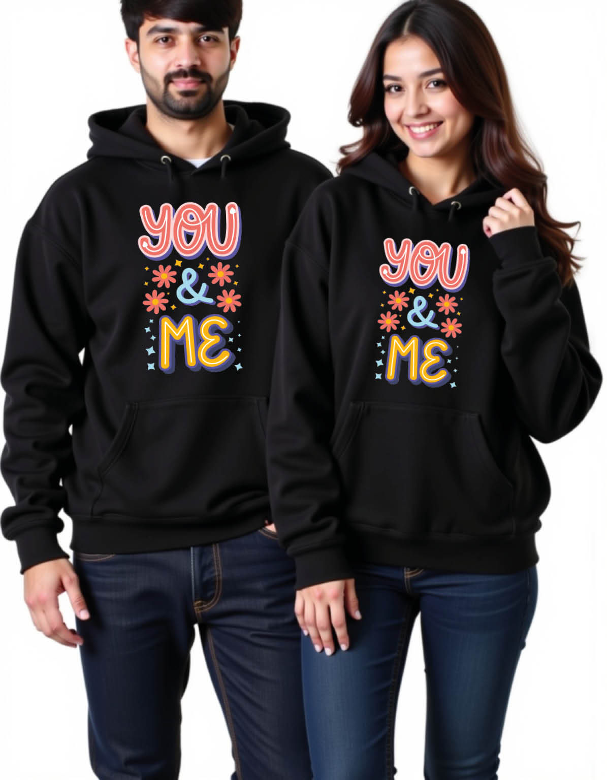 you and me Urban Printed Graphic Couple Hoodies