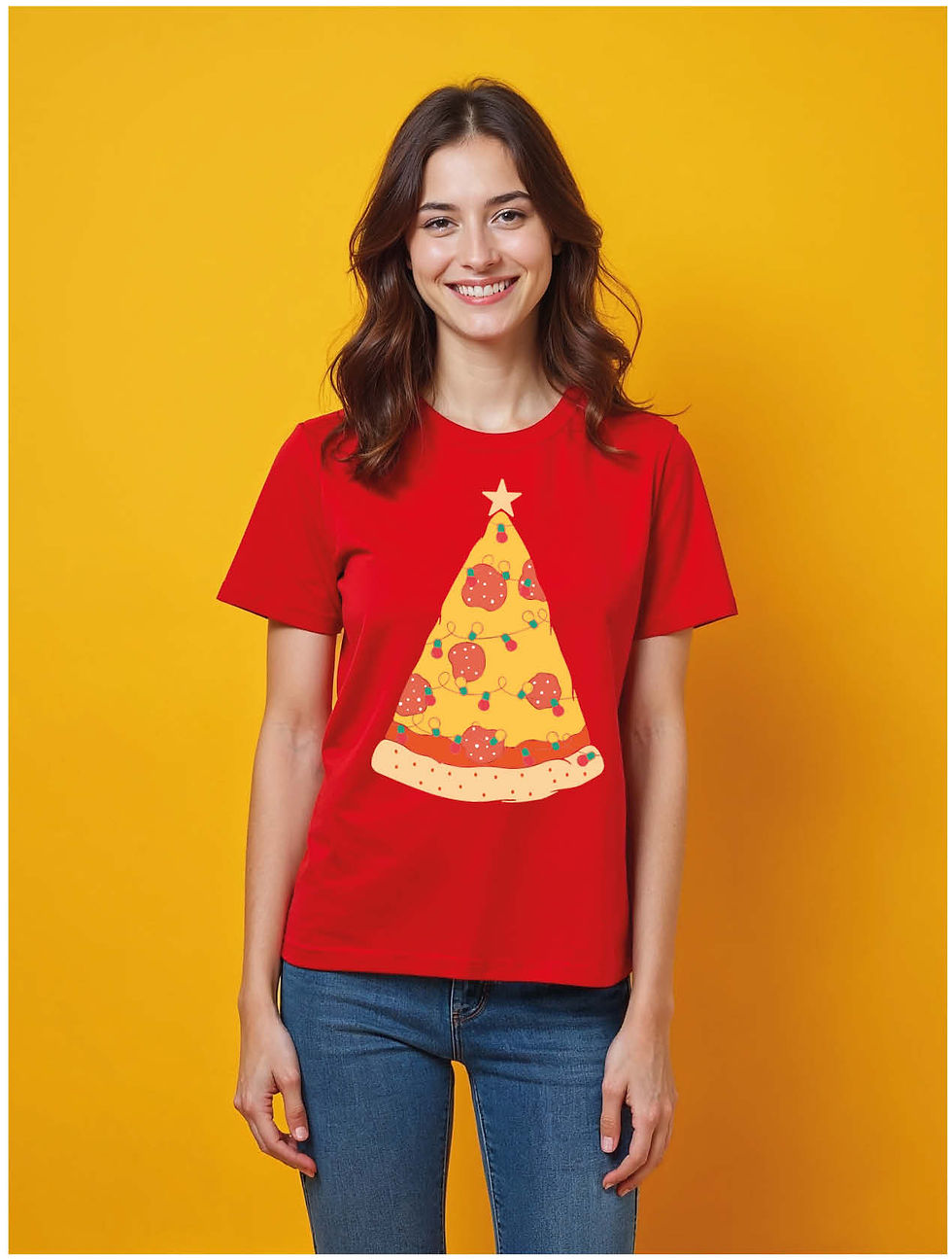 Thumbnail: Funny Pizza Christmas Modern Women’s Printed Graphic Streetwear T-Shirt