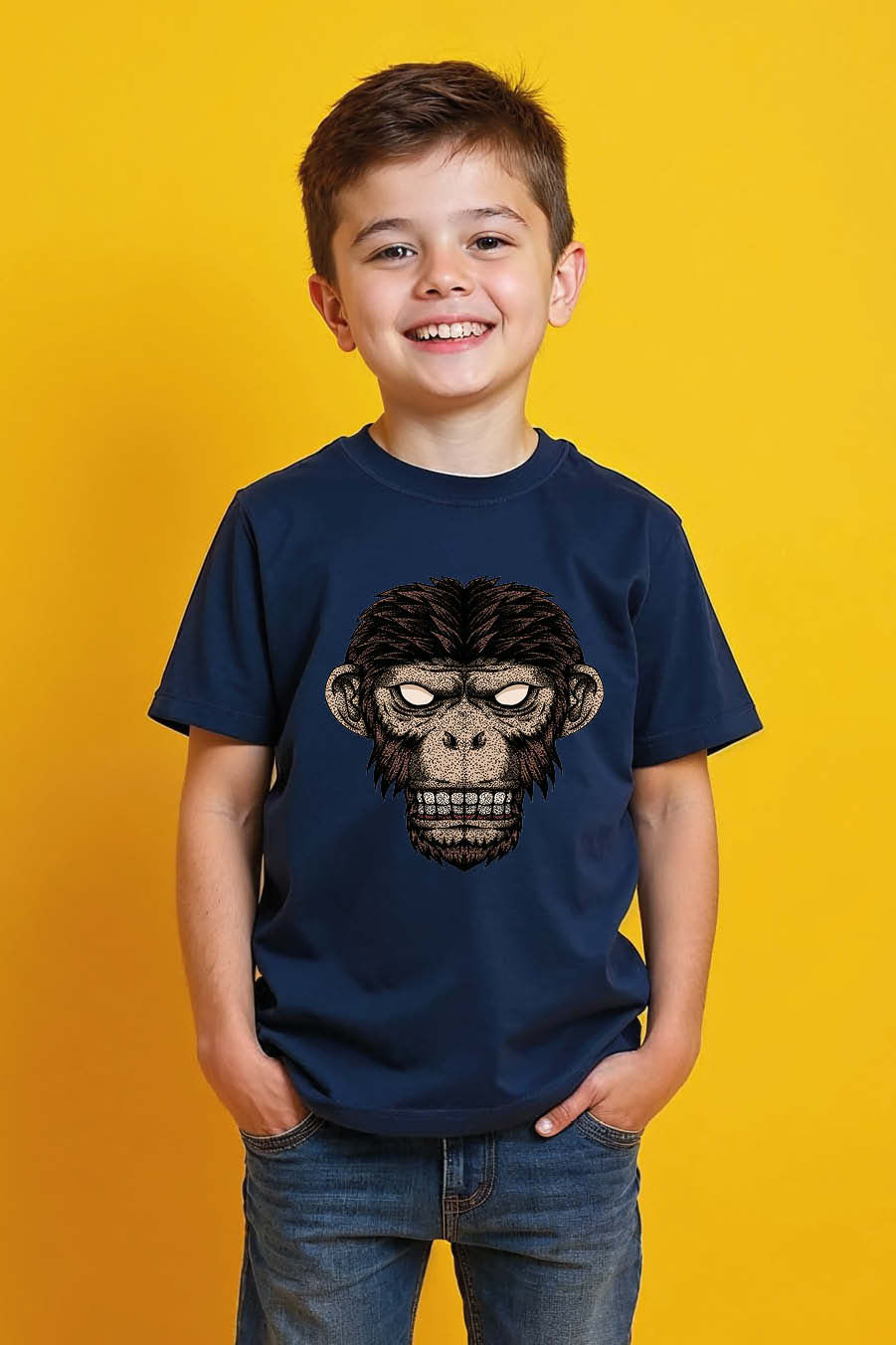Thumbnail: Furious Chimp T-Shirt with Glowing White Eyes and Gritted Teeth