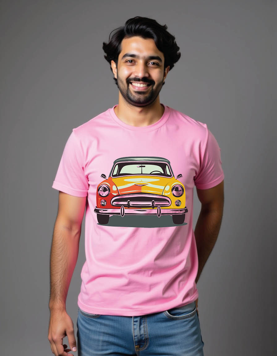Thumbnail: car with pop art style mens printed graphic t shirt