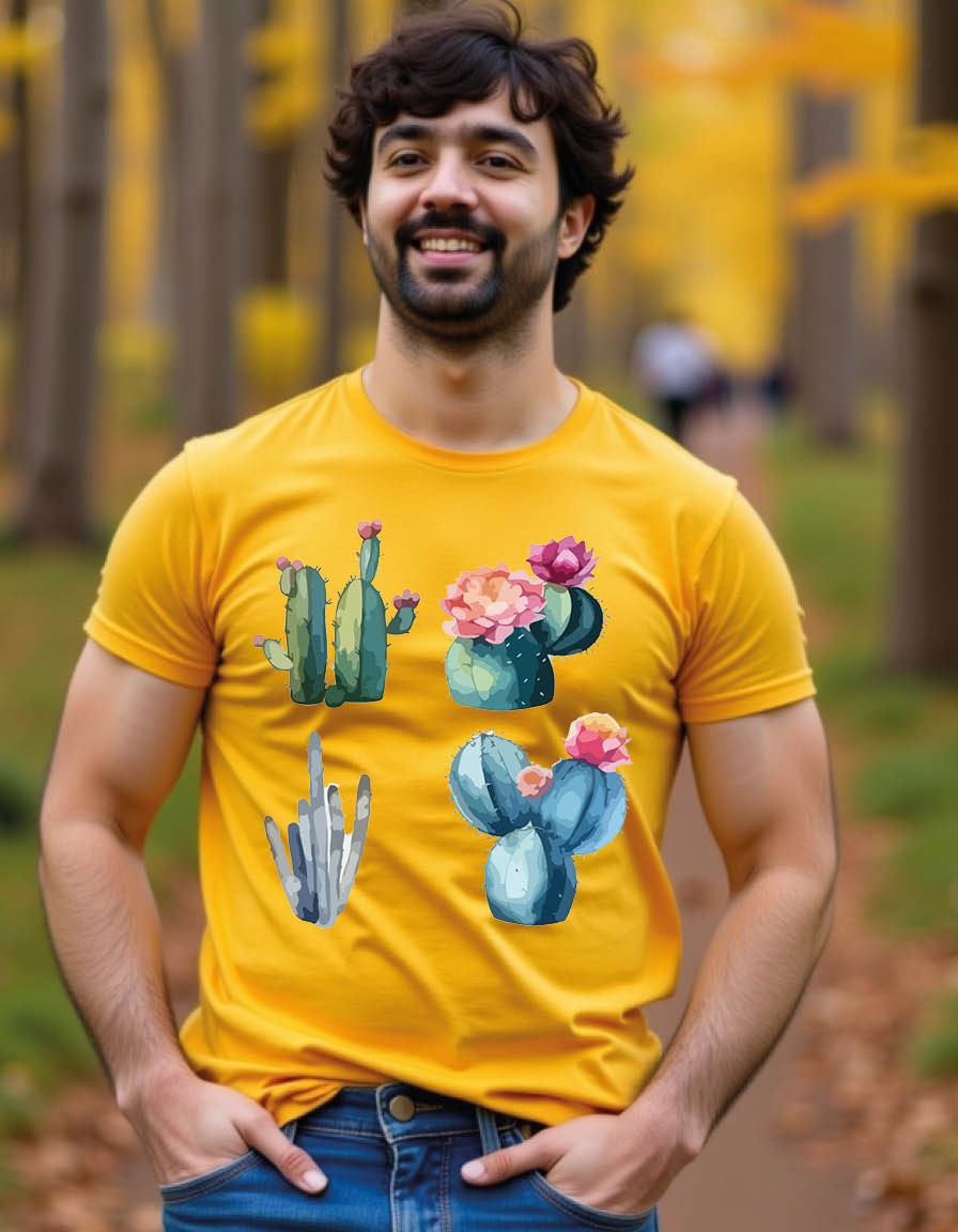 Thumbnail: cactus set cactus watercolor painting package mens printed graphic t shi