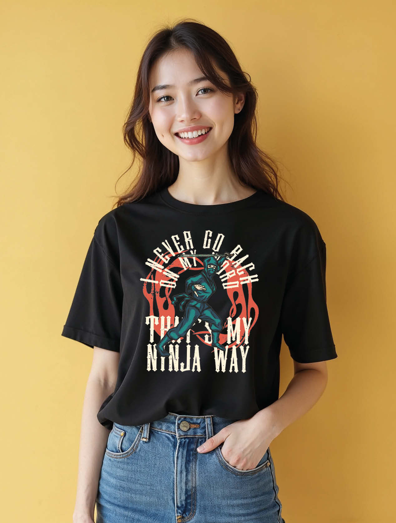 Never Go Back, That's My Ninja Way Stylish Women’s Typography T-Shirt – Sale