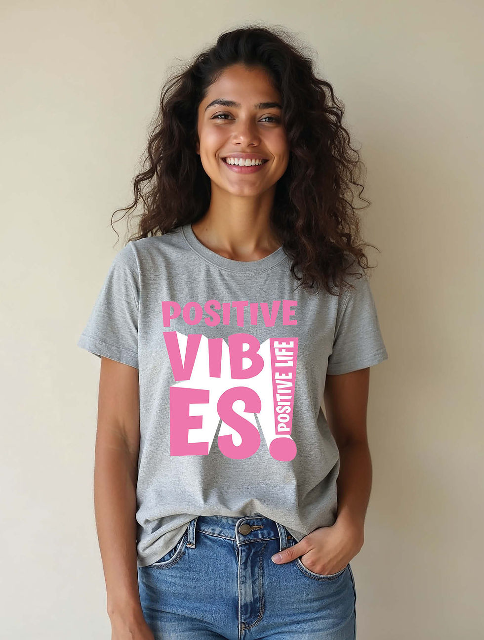 Thumbnail: positive vibes positive life Casual Women’s Quote T-Shirt – Buy Now