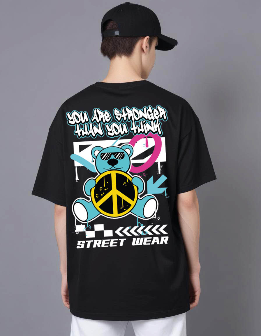 Thumbnail: cute bear street wear with slogan Oversized Printed t shirt