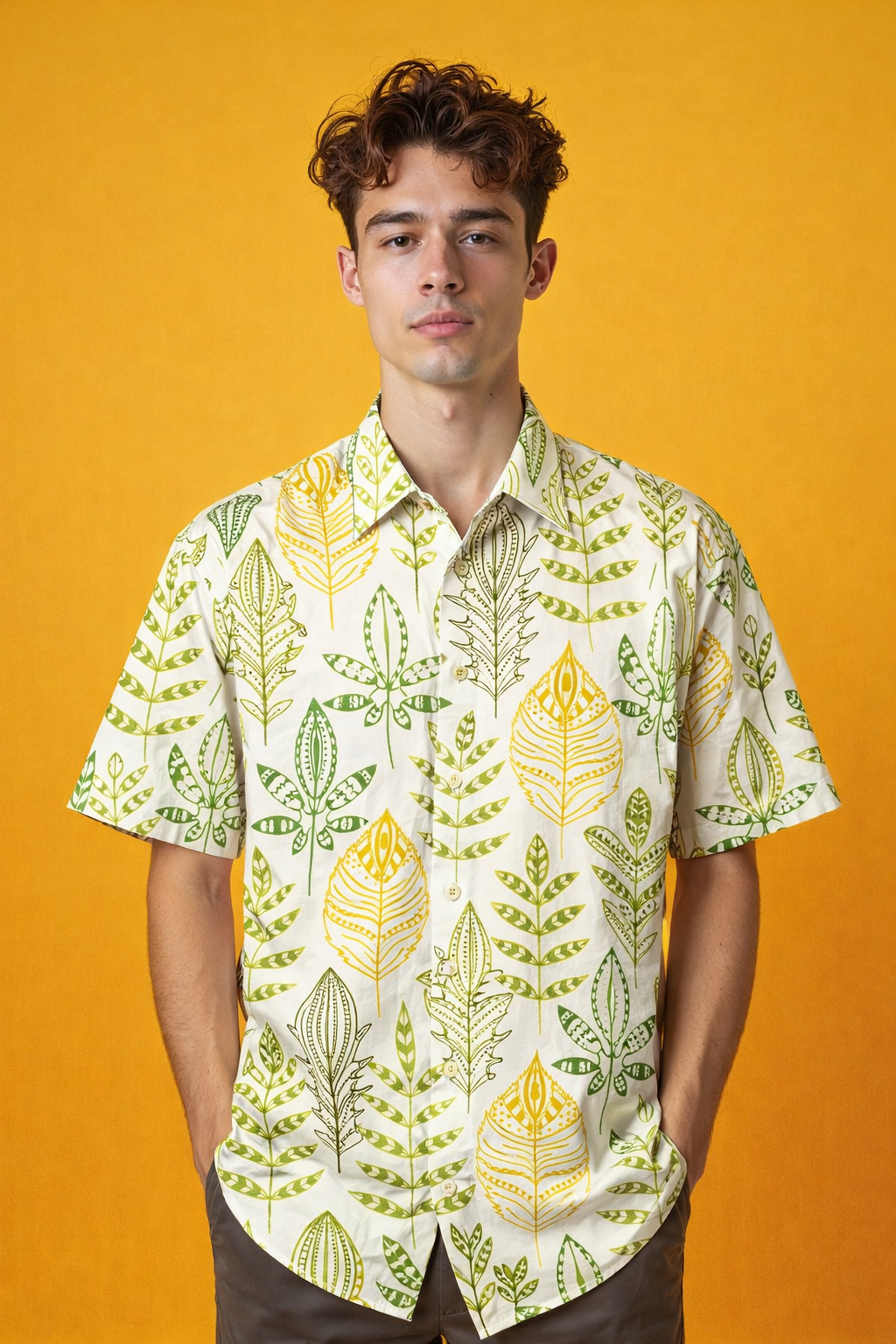 Botanical style Fashion Smart Patterned All Over Print Oversized Shirt
