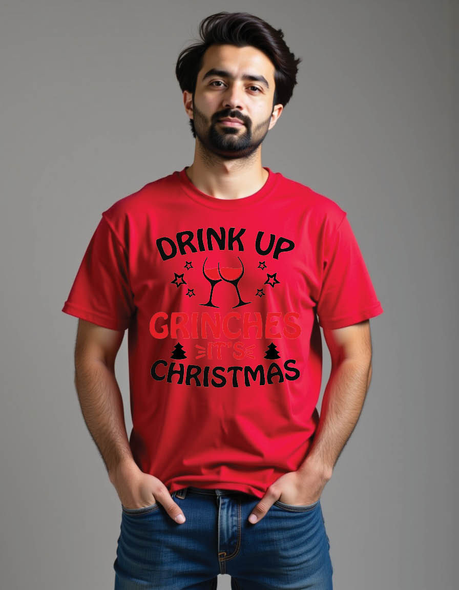 Thumbnail: drink up grinches its christmas mens printed graphic t shirt