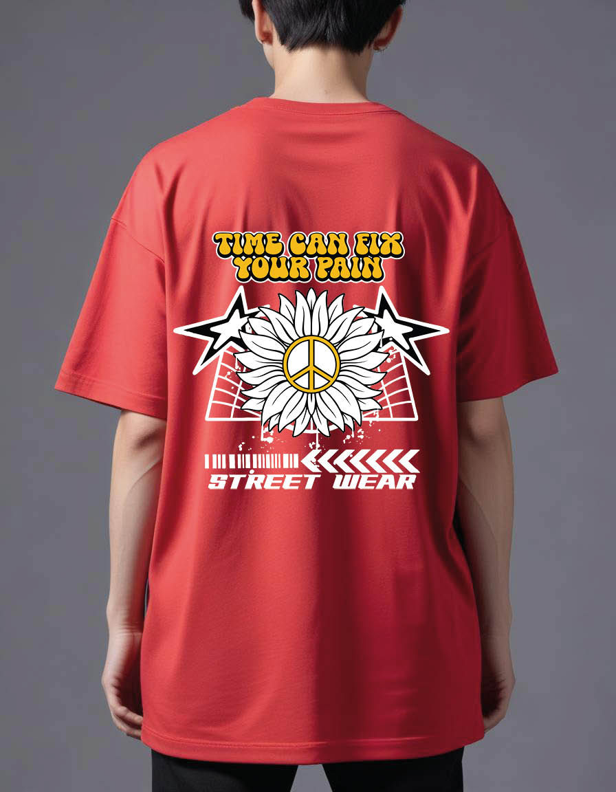 Thumbnail: sun flower street wear with slogan Oversized Printed t shirt
