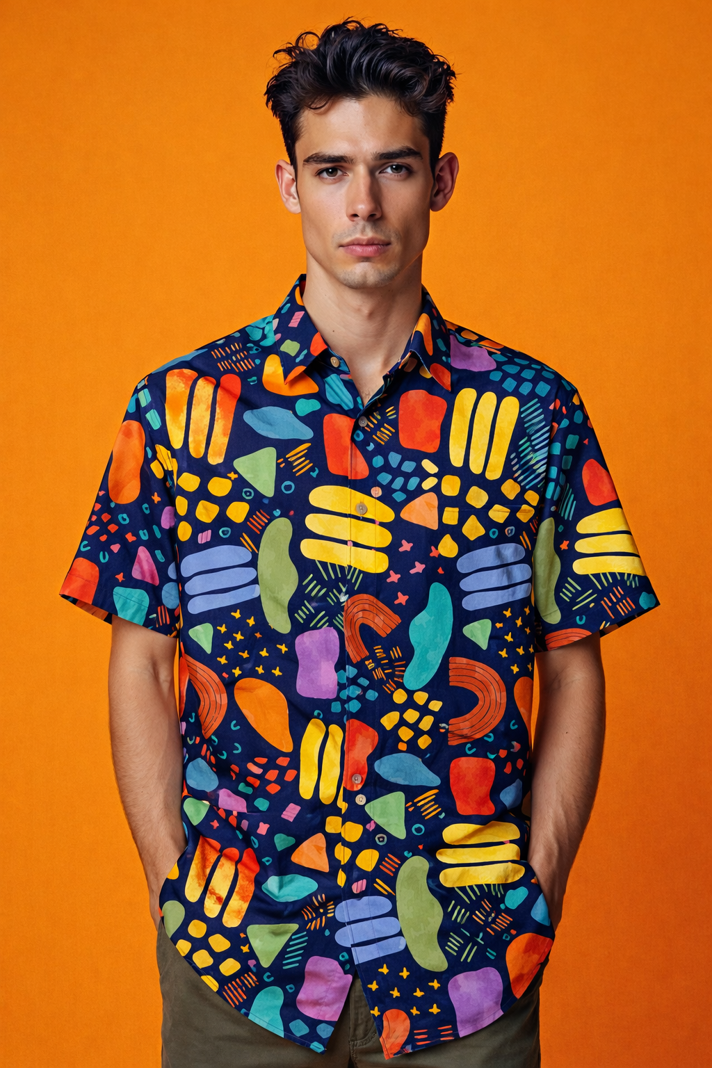 Vibrant colorful style Bold Patterned All Over Print Oversized Shirt
