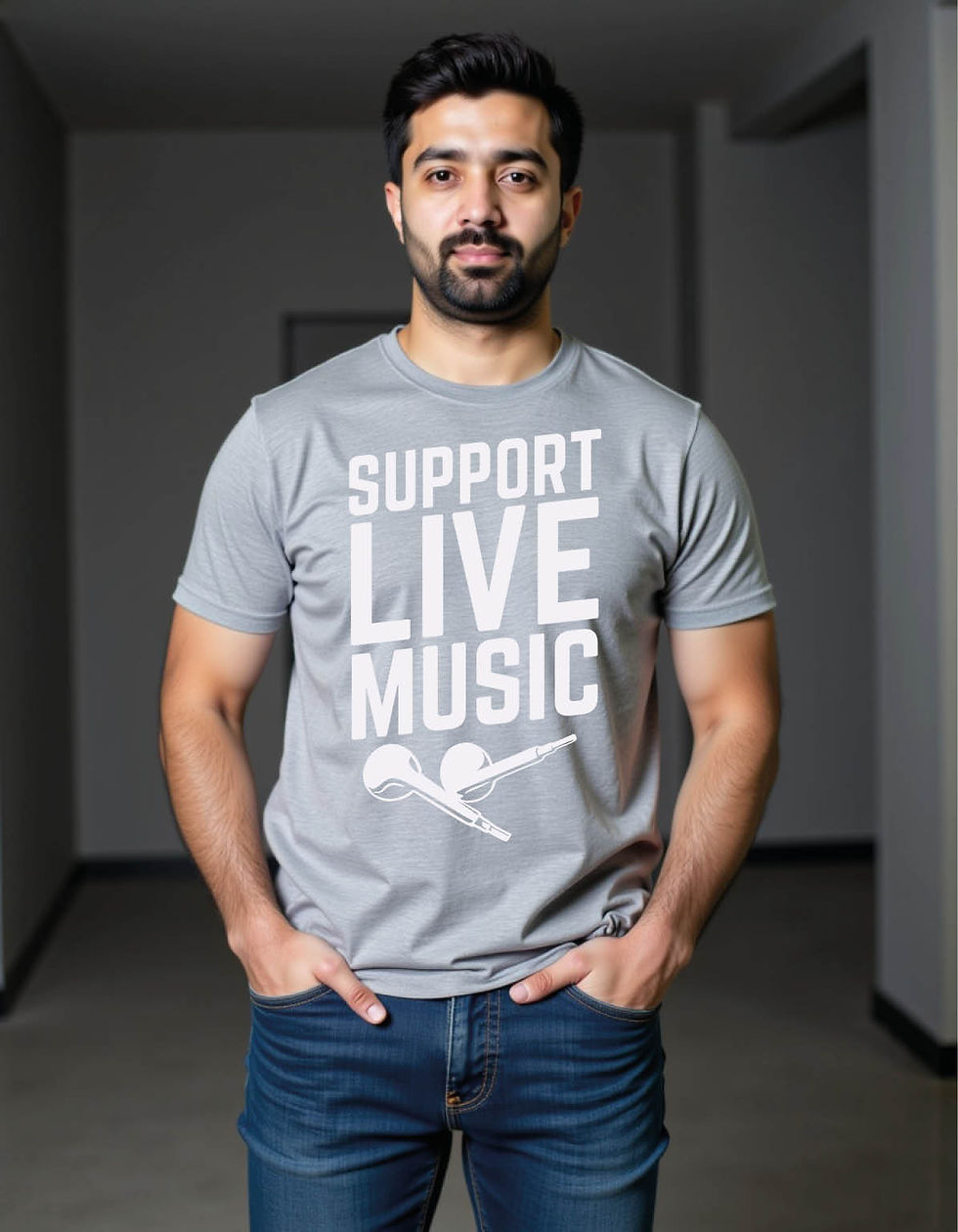Thumbnail: MUSIC SUPPORT LIVE mens printed graphic t shirt