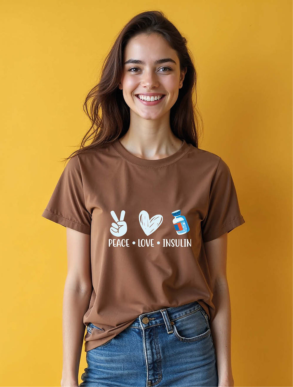 Thumbnail: Peace love insuline Urban Women’s Typography T-Shirt – Fast Delivery