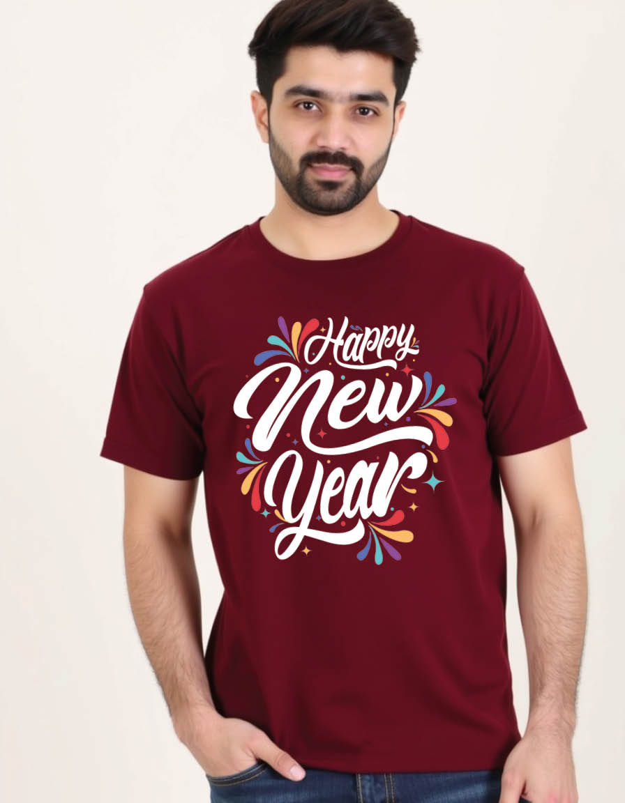 Thumbnail: Happy new year Unisex printed graphic t shirt
