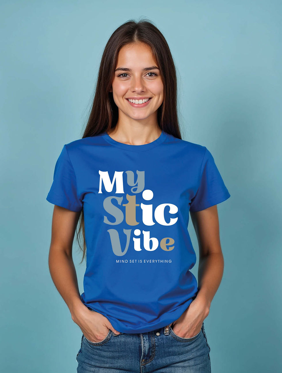 Thumbnail: my stic vibe mind set is everything Urban Women’s Printed Graphic T-Shirt