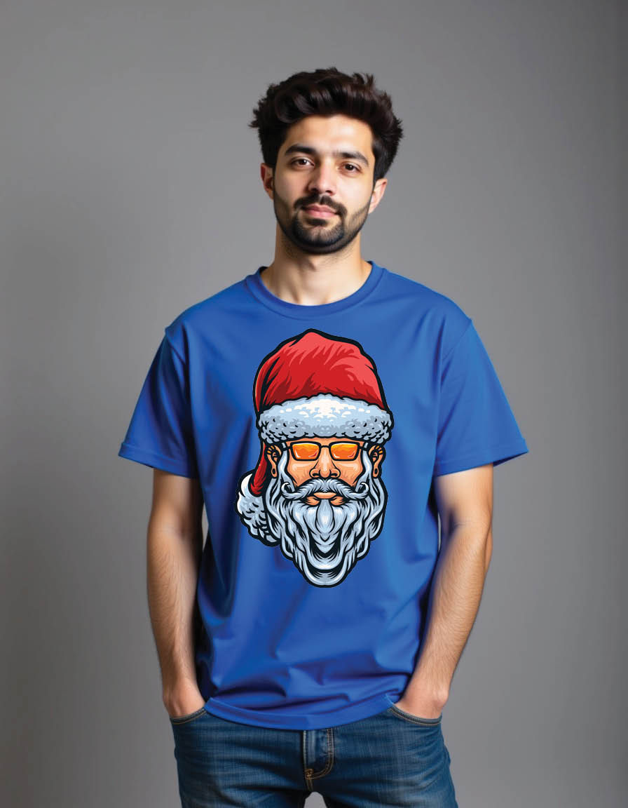 Thumbnail: cool santa claus head mens printed graphic t shirt