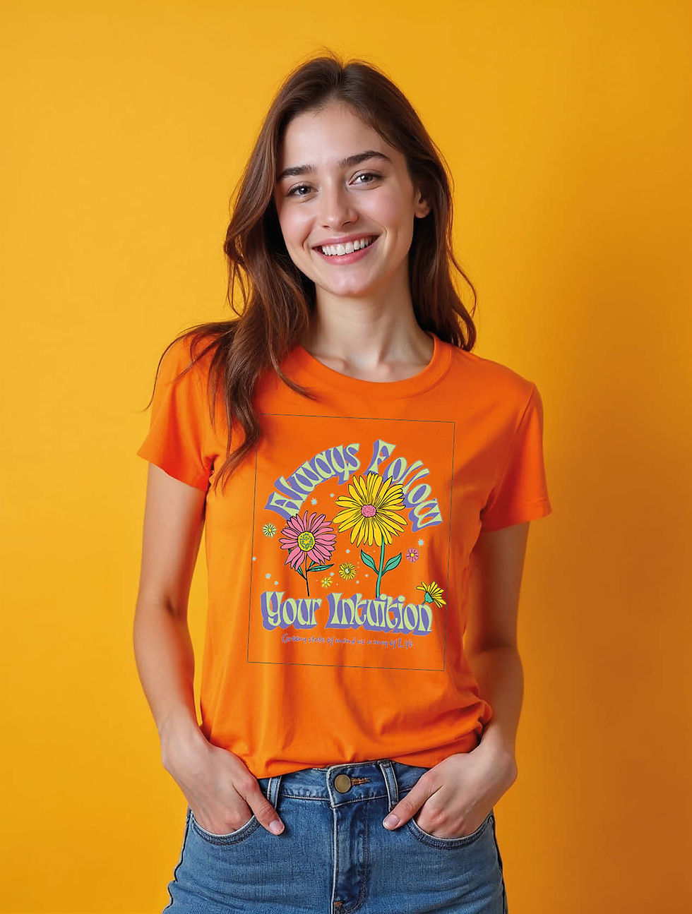 Thumbnail: Always Follow Your Intuition' Flower Stylish Women’s Printed Graphic T-Shirt