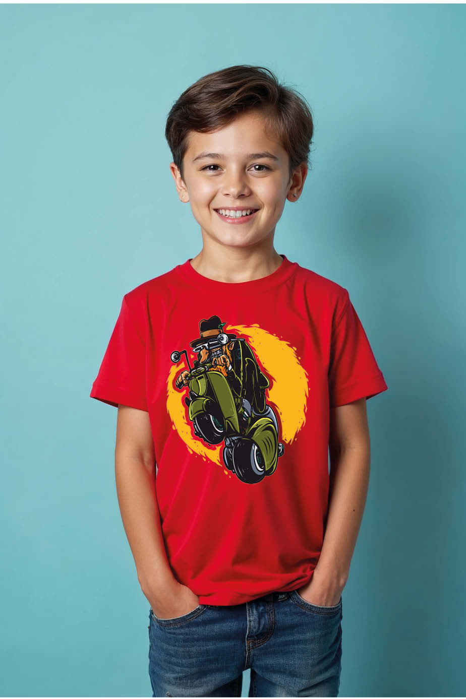Thumbnail: Crazy Monster Truck Rider Graphic T-Shirt for Kids – Fun Unisex Tee for Boys & G