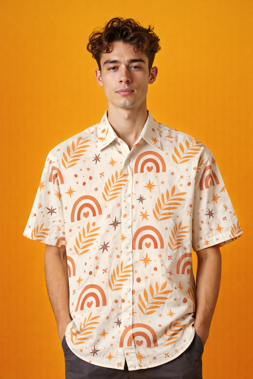 bold patterned Modern Youth Patterned All Over Print Oversized Shirt