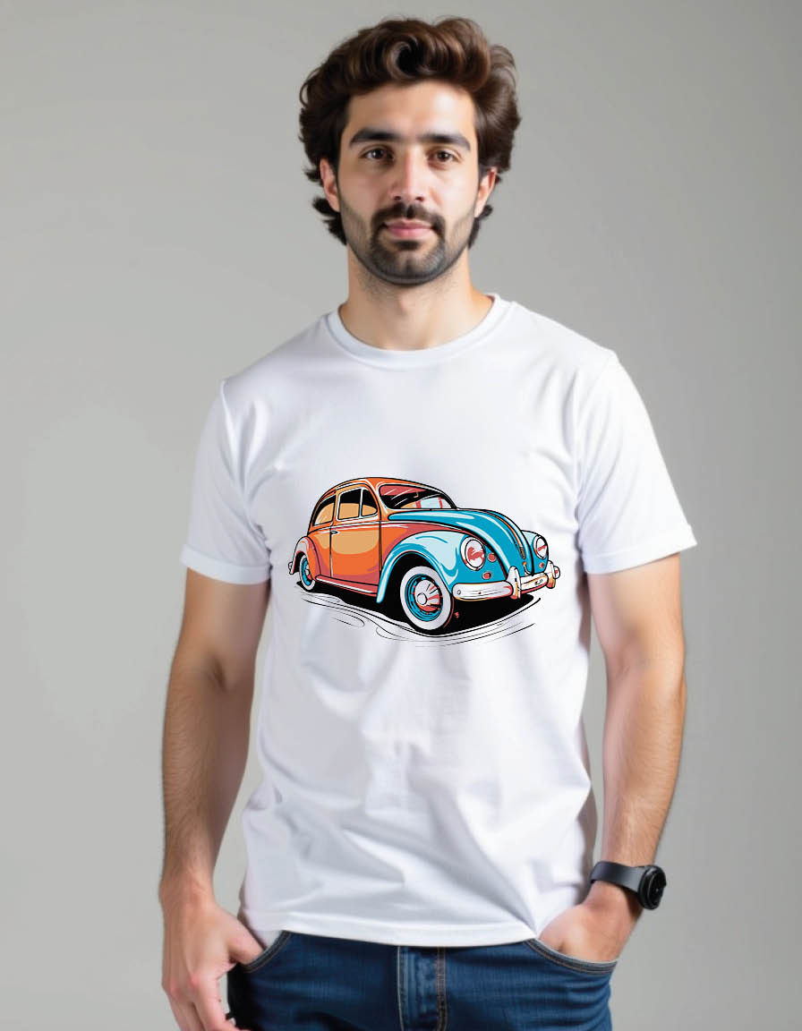 Thumbnail: car with pop art style mens printed graphic t shirt