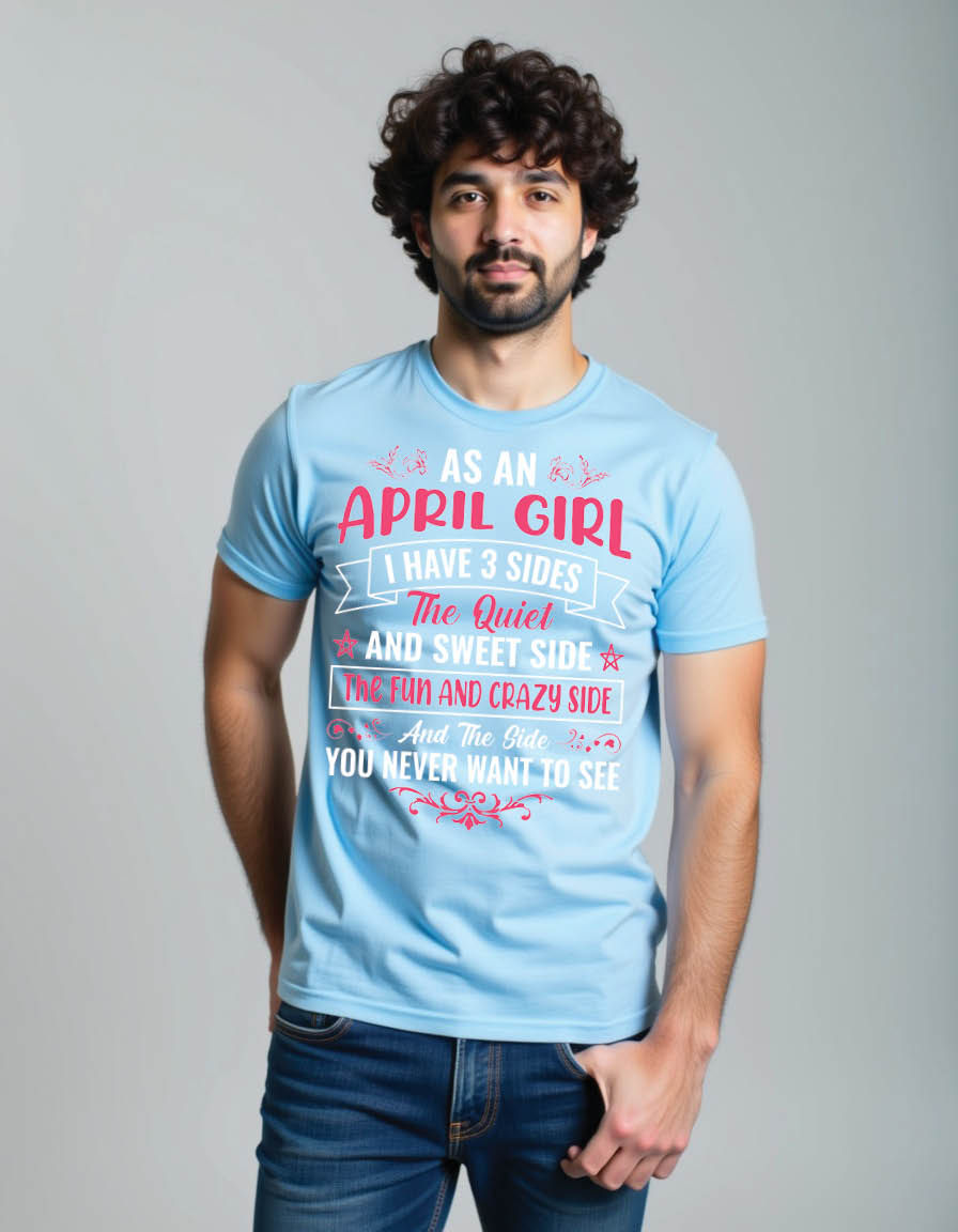 Thumbnail: april quotes typographic mens printed graphic t shirt
