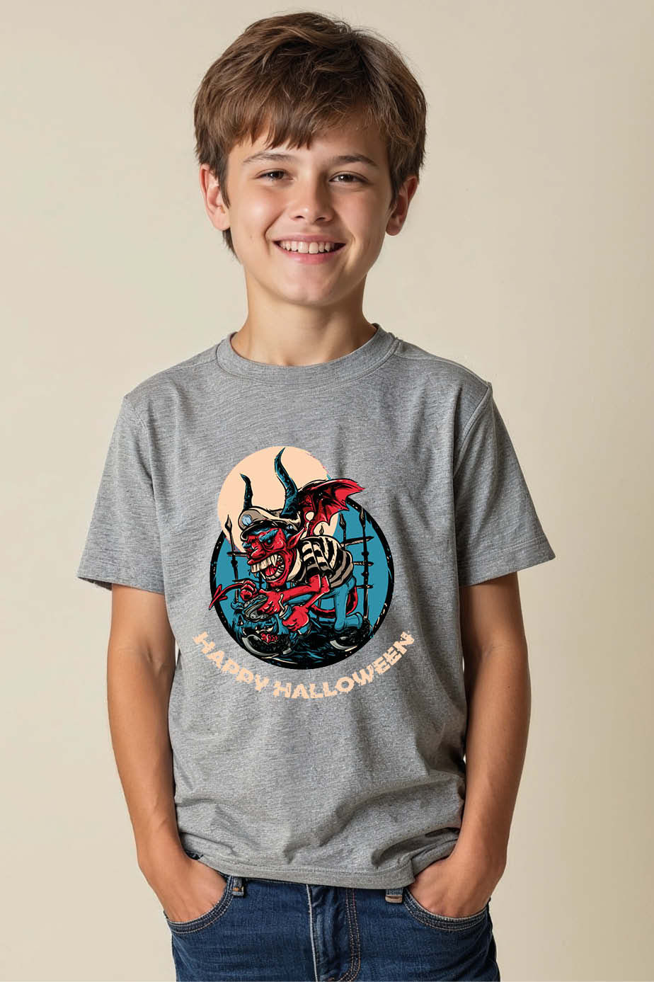 Thumbnail: happy halloween Soft Kids Printed T-Shirt – Graphic Print Design for Boys & Girl