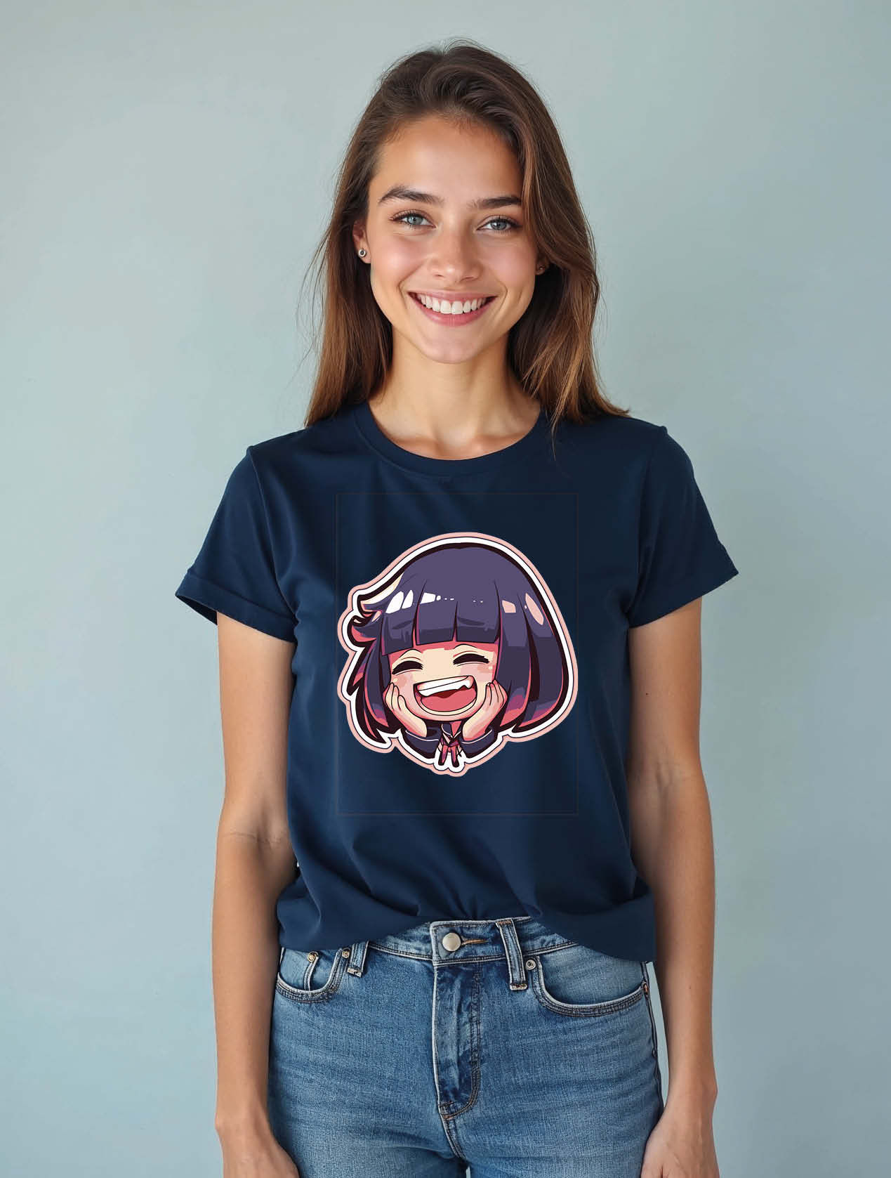 Laughing Chibi Anime Girl Casual Women’s Quote T-Shirt – Buy Now