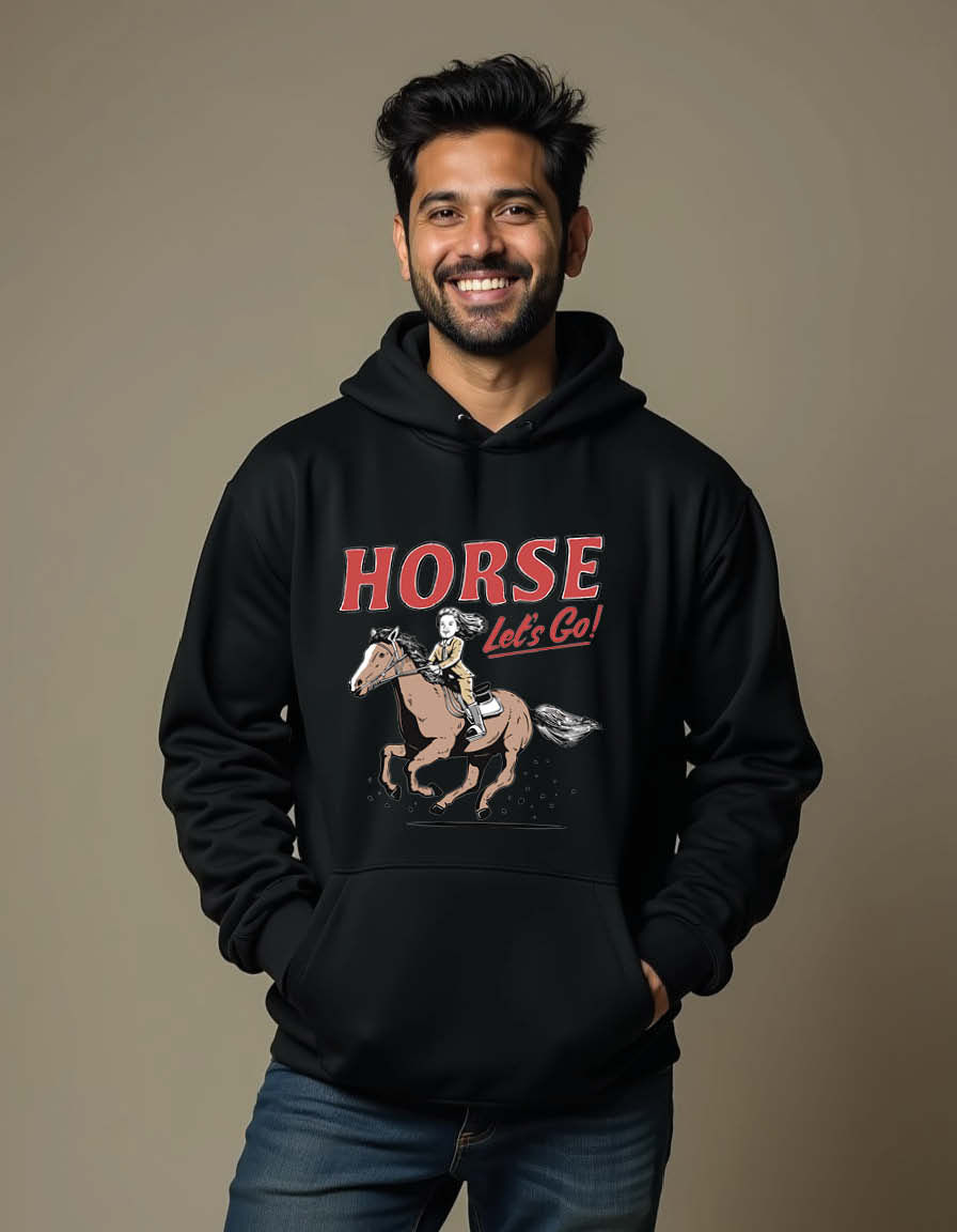 Thumbnail: horse lets go to ride Unisex Graphic Printed Hoodie