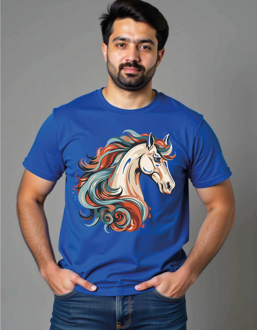 Thumbnail: horse mascot mens printed graphic t shirt